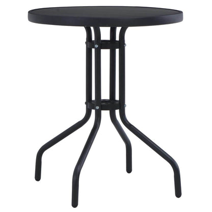 vidaXL Bistro Table Outdoor Side Table with Glass Top Garden Furniture Steel - Loft&Timber