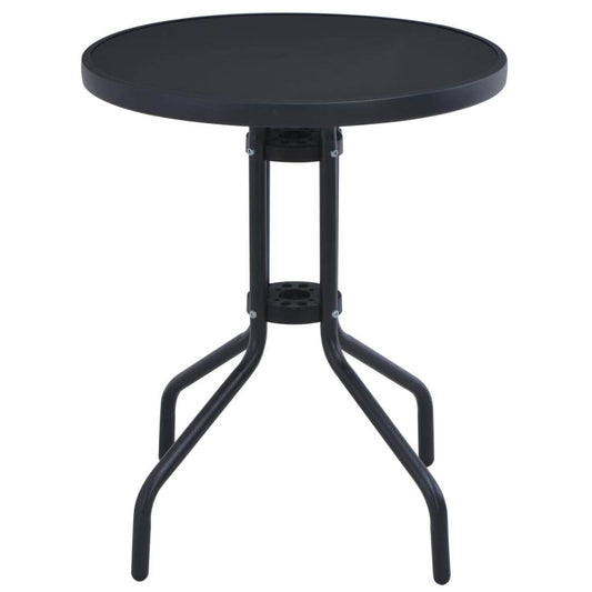 vidaXL Bistro Table Outdoor Side Table with Glass Top Garden Furniture Steel - Loft&Timber