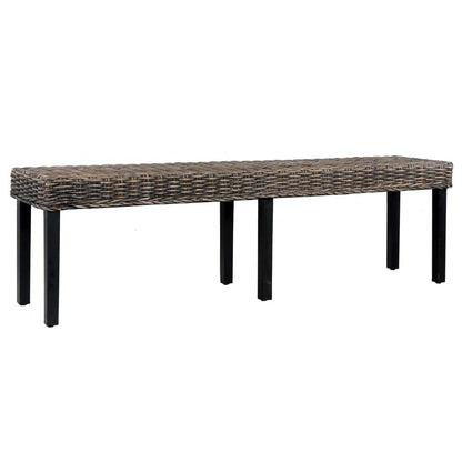 vidaXL Bench Kitchen Dining Bench Natural Kubu Rattan and Solid Mango Wood - Loft&Timber