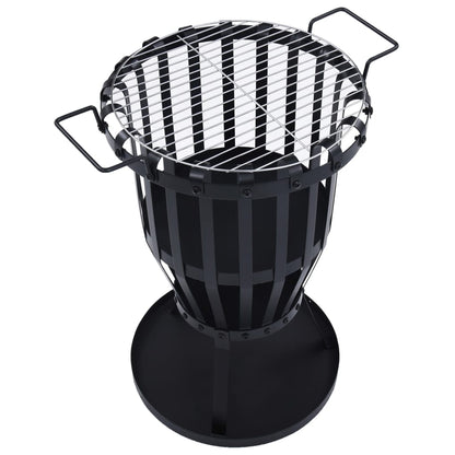 vidaXL Garden Fire Pit Basket with BBQ Grill Steel 19" - Loft&Timber