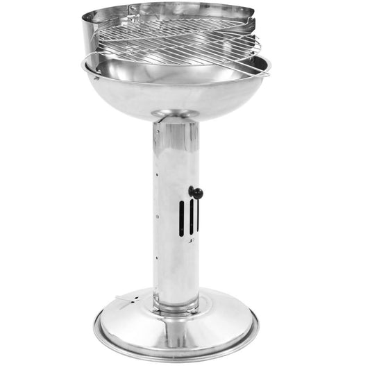 vidaXL Pedestal Charcoal BBQ Grill Stainless Steel - Loft&Timber