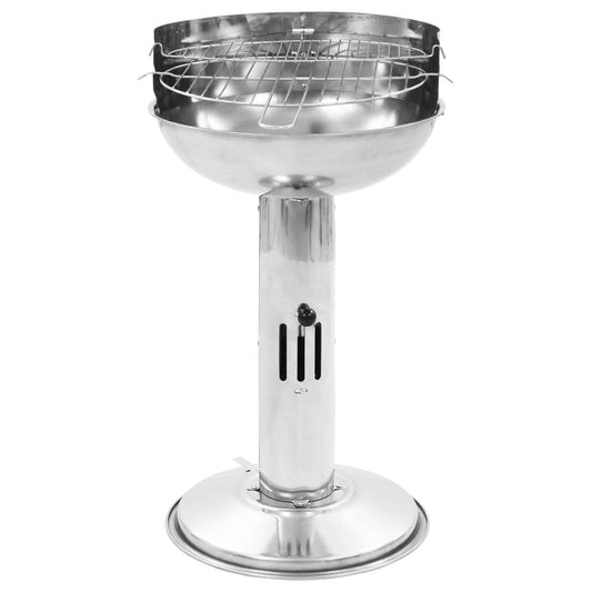 vidaXL Pedestal Charcoal BBQ Grill Stainless Steel - Loft&Timber