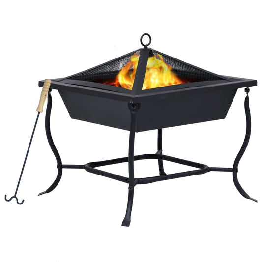 vidaXL Fire Pit Black 16.5"x16.5"x17.7" Steel - Loft&Timber