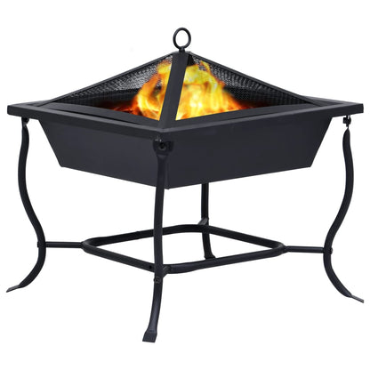vidaXL Fire Pit Black 16.5"x16.5"x17.7" Steel - Loft&Timber