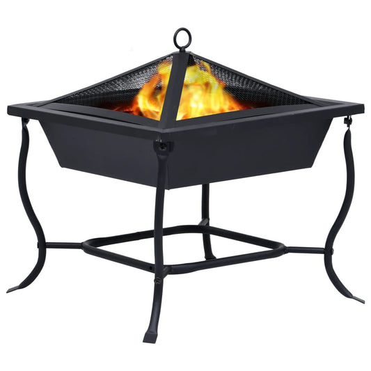 vidaXL Fire Pit Black 16.5"x16.5"x17.7" Steel - Loft&Timber