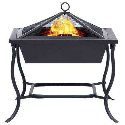 vidaXL Fire Pit Black 16.5"x16.5"x17.7" Steel - Loft&Timber