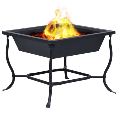 vidaXL Fire Pit Black 16.5"x16.5"x17.7" Steel - Loft&Timber