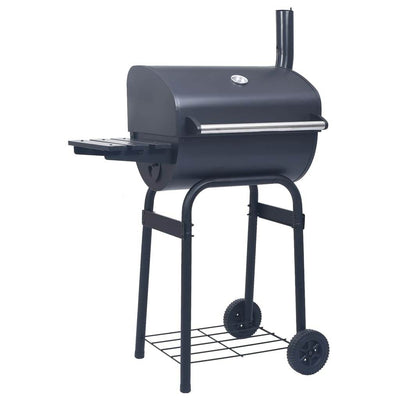 vidaXL Charcoal BBQ Grill Smoker with Bottom Shelf Black - Loft&Timber