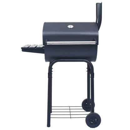 vidaXL Charcoal BBQ Grill Smoker with Bottom Shelf Black - Loft&Timber