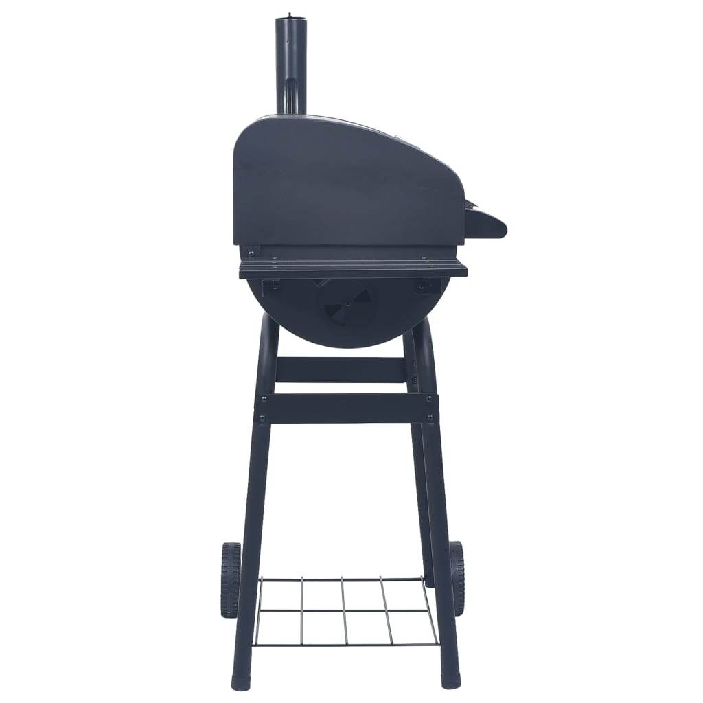 vidaXL Charcoal BBQ Grill Smoker with Bottom Shelf Black - Loft&Timber