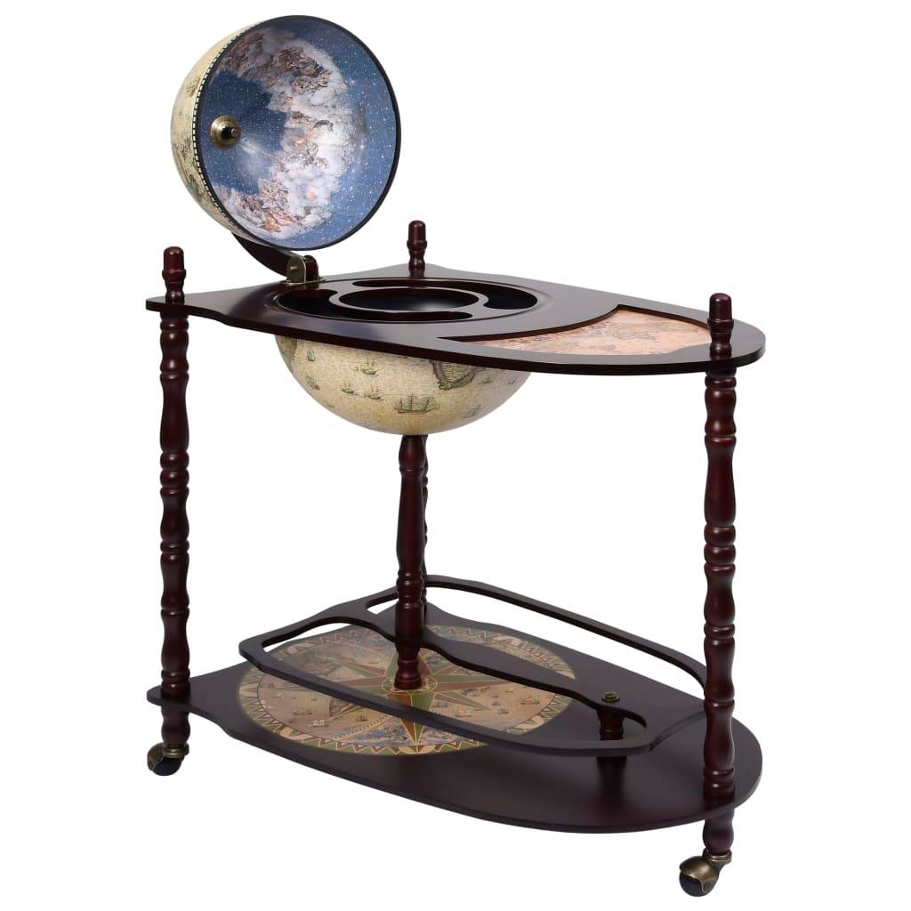 vidaXL Globe Bar Cart Globe Wine Bar Liquor Bar Cabinet Solid Eucalyptus Wood - Loft&Timber