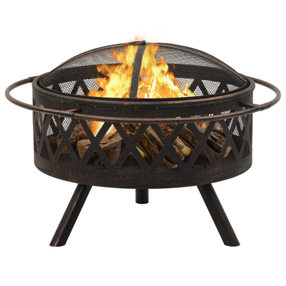 vidaXL Rustic Fire Pit with Poker 29.9" XXL Steel - Loft&Timber