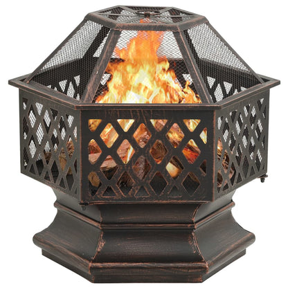 vidaXL Rustic Fire Pit with Poker 24.4"x21.3"x22" XXL Steel - Loft&Timber