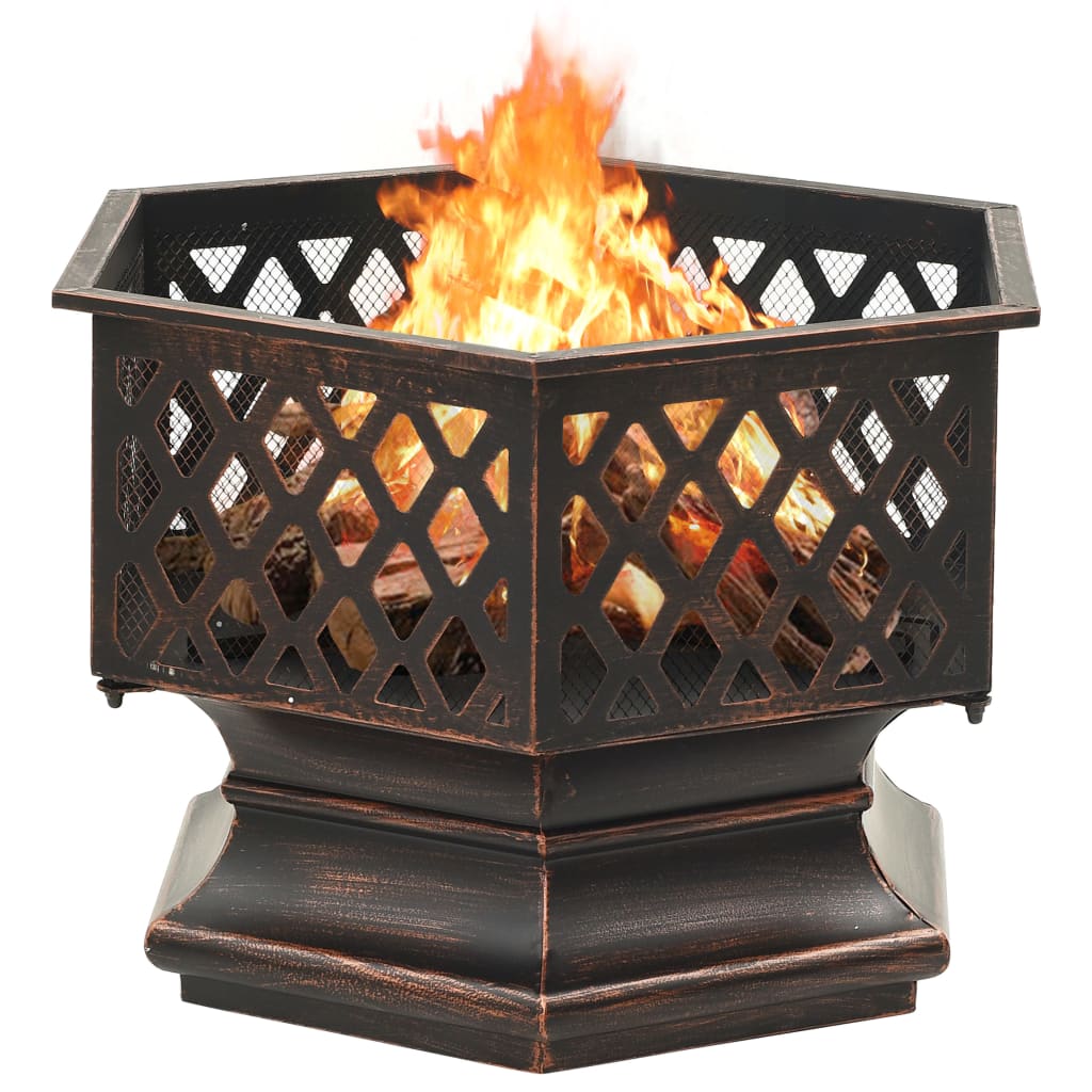 vidaXL Rustic Fire Pit with Poker 24.4"x21.3"x22" XXL Steel - Loft&Timber