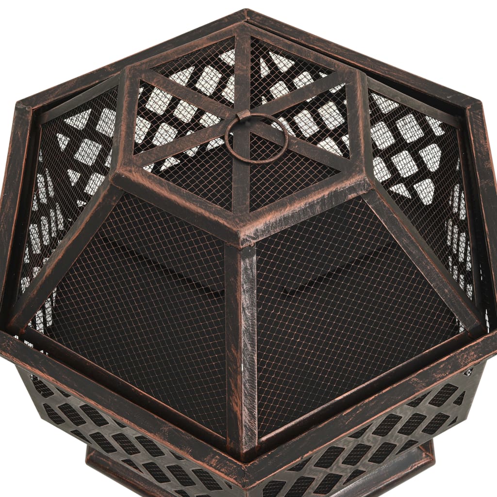 vidaXL Rustic Fire Pit with Poker 24.4"x21.3"x22" XXL Steel - Loft&Timber