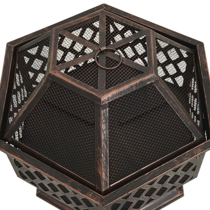 vidaXL Rustic Fire Pit with Poker 24.4"x21.3"x22" XXL Steel - Loft&Timber