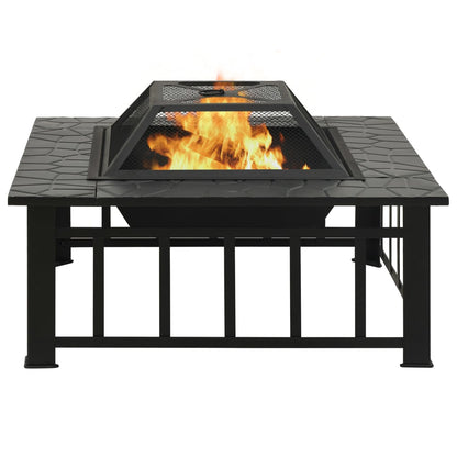 vidaXL Garden Fire Pit with Poker 31.9"x31.9"x18.5" XXL Steel - Loft&Timber