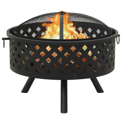 vidaXL Fire Pit with Poker 26.8" XXL Steel - Loft&Timber