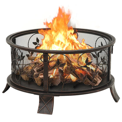 vidaXL Rustic Fire Pit with Poker 26.6" XXL Steel - Loft&Timber