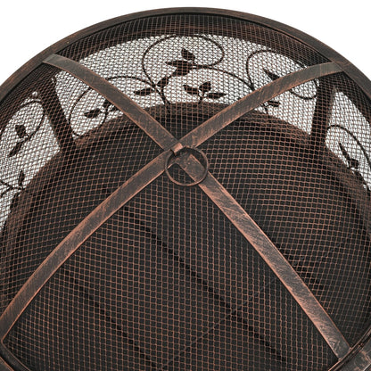 vidaXL Rustic Fire Pit with Poker 26.6" XXL Steel - Loft&Timber