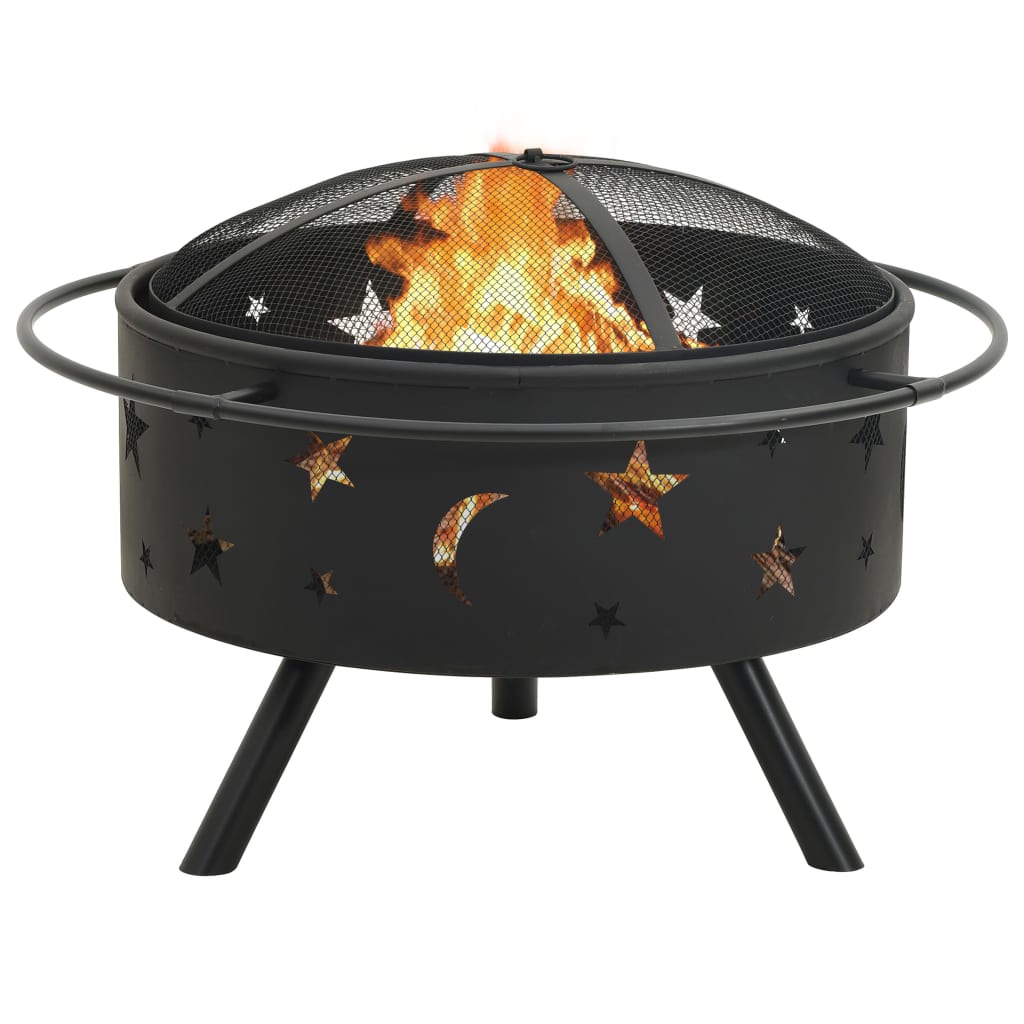 vidaXL Fire Pit with Poker 29.9" XXL Steel - Loft&Timber