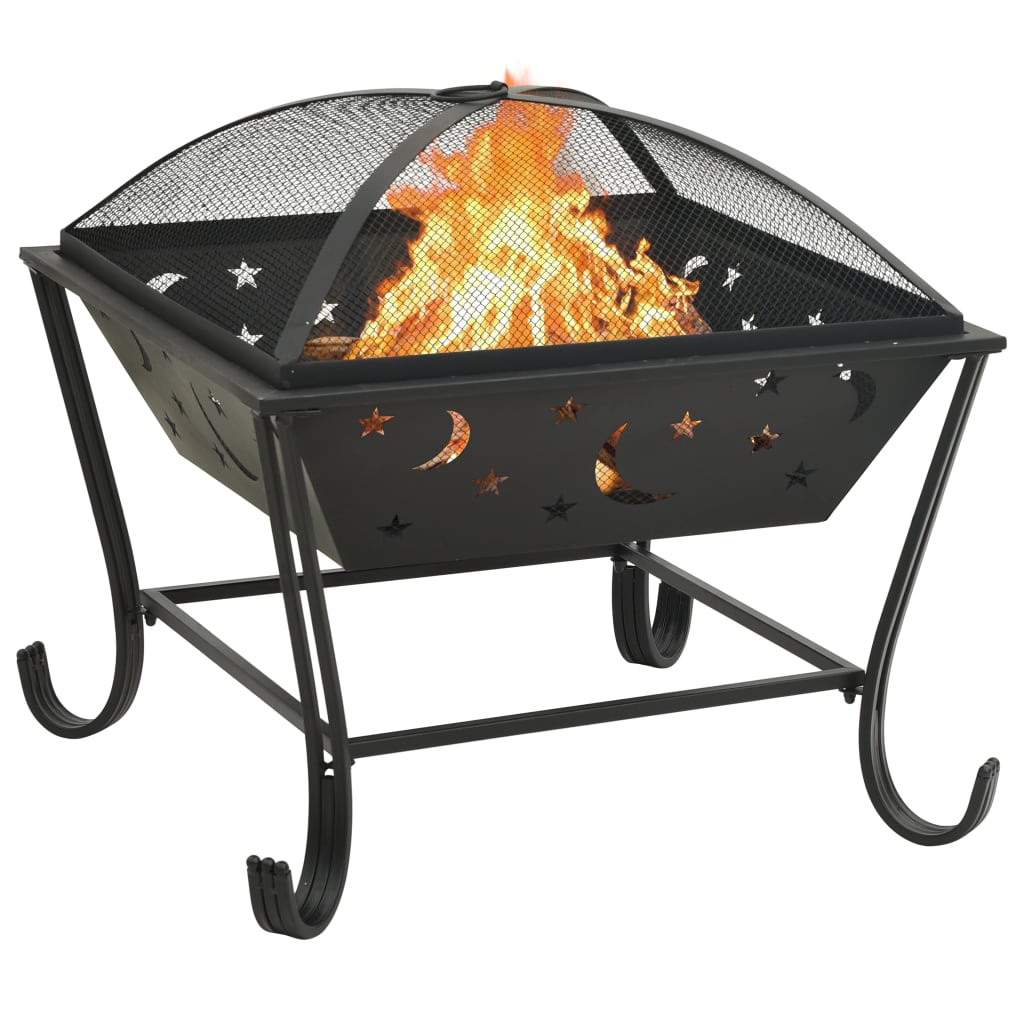 vidaXL Fire Pit with Poker 24.4" XXL Steel - Loft&Timber
