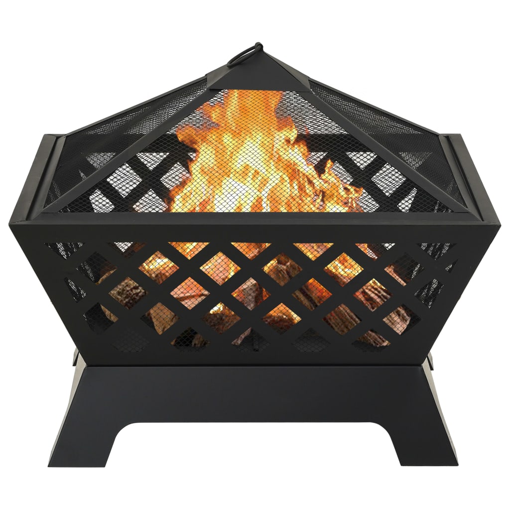 vidaXL Fire Pit with Poker 25.2" XXL Steel - Loft&Timber