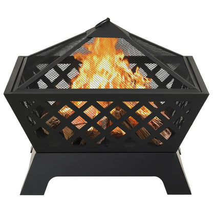 vidaXL Fire Pit with Poker 25.2" XXL Steel - Loft&Timber