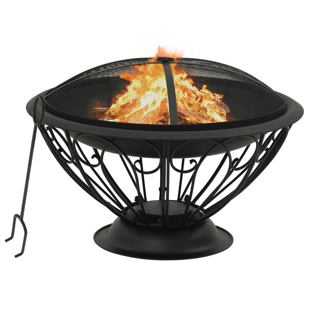 vidaXL Fire Pit with Poker 29.5" XXL Steel - Loft&Timber