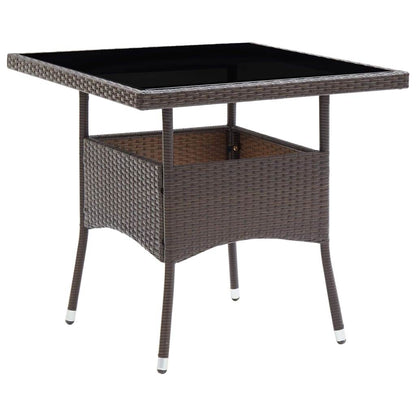 vidaXL Outdoor Dining Table Garden Porch Patio Table with Glass Top PE Rattan - Loft&Timber