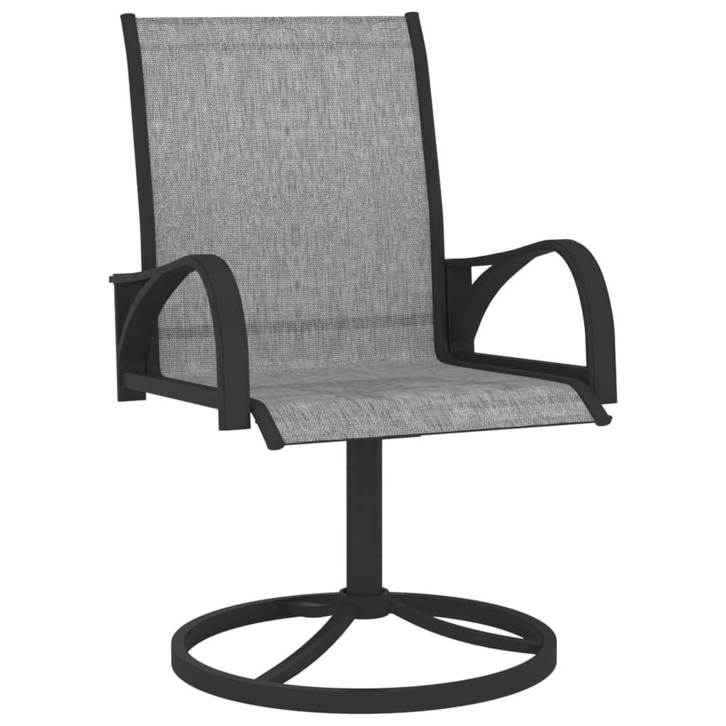 vidaXL 2x Garden Swivel Chairs Textilene and Steel Lounge Seat Gray/Brown - Loft&Timber