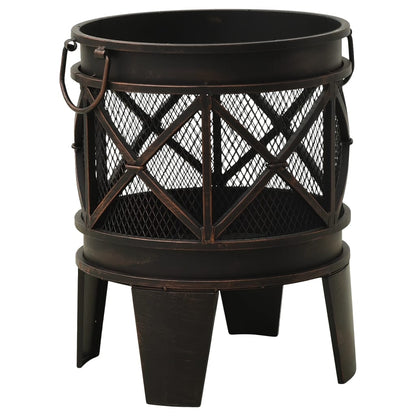 vidaXL Rustic Fire Pit with Poker Φ16.5"21.3" Steell - Loft&Timber