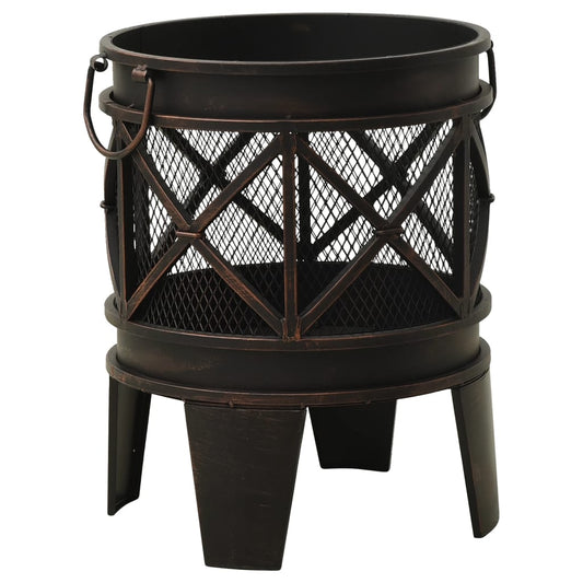 vidaXL Rustic Fire Pit with Poker Φ16.5"21.3" Steell - Loft&Timber