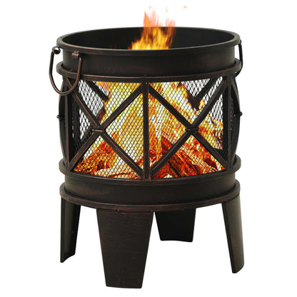 vidaXL Rustic Fire Pit with Poker Φ16.5"21.3" Steell - Loft&Timber