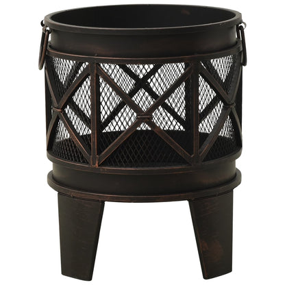 vidaXL Rustic Fire Pit with Poker Φ16.5"21.3" Steell - Loft&Timber