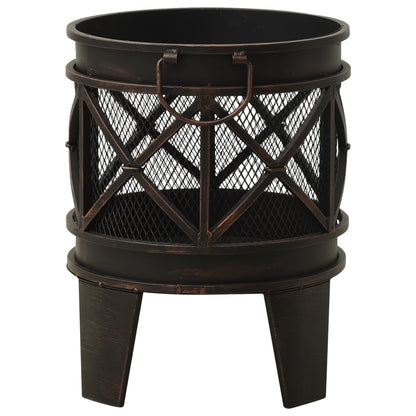 vidaXL Rustic Fire Pit with Poker Φ16.5"21.3" Steell - Loft&Timber