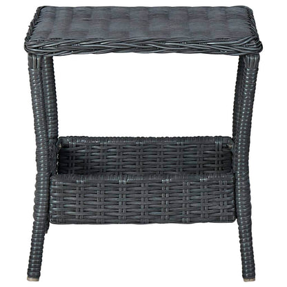 vidaXL Outdoor Side Table Garden Patio Porch End Table with Storage PE Rattan - Loft&Timber