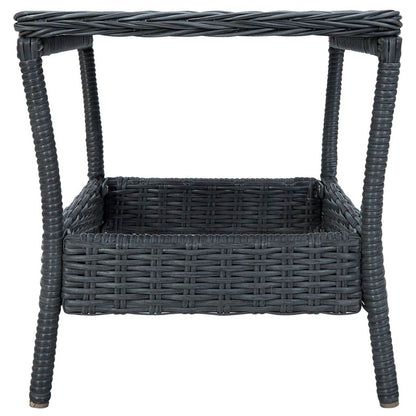 vidaXL Outdoor Side Table Garden Patio Porch End Table with Storage PE Rattan - Loft&Timber