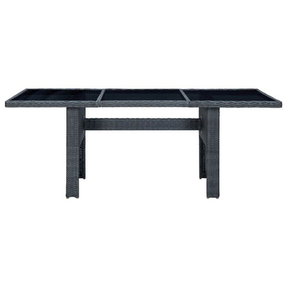 vidaXL Outdoor Dining Table Garden Porch Patio Table with Glass Top PE Rattan - Loft&Timber