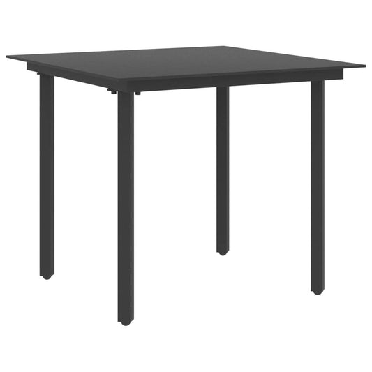 vidaXL Outdoor Dining Table Patio Table with Glass Top Garden Furniture Steel - Loft&Timber