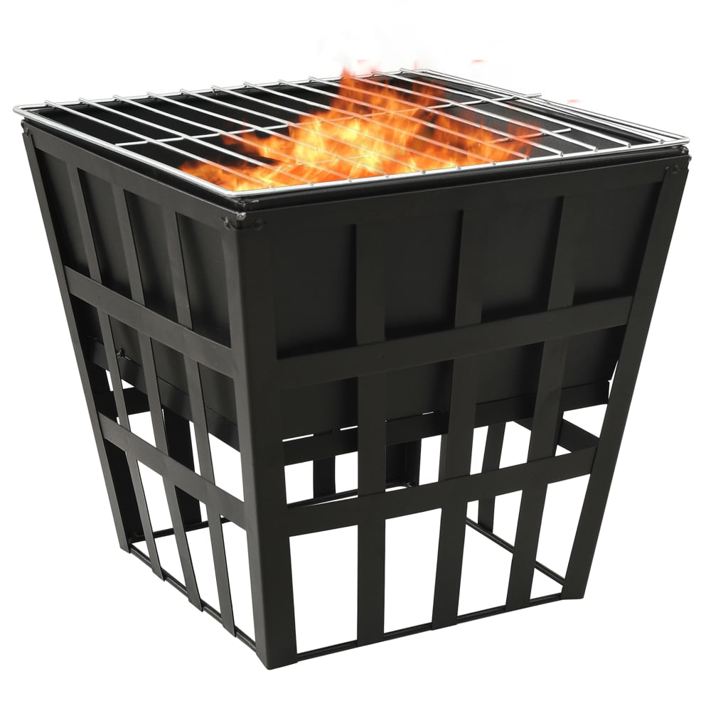 vidaXL 2-in-1 Fire Pit and BBQ 13.4"x13.4"x18.9" Steel - Loft&Timber