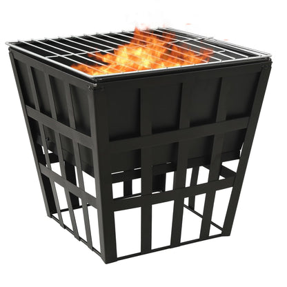 vidaXL 2-in-1 Fire Pit and BBQ 13.4"x13.4"x18.9" Steel - Loft&Timber