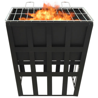 vidaXL 2-in-1 Fire Pit and BBQ 13.4"x13.4"x18.9" Steel - Loft&Timber
