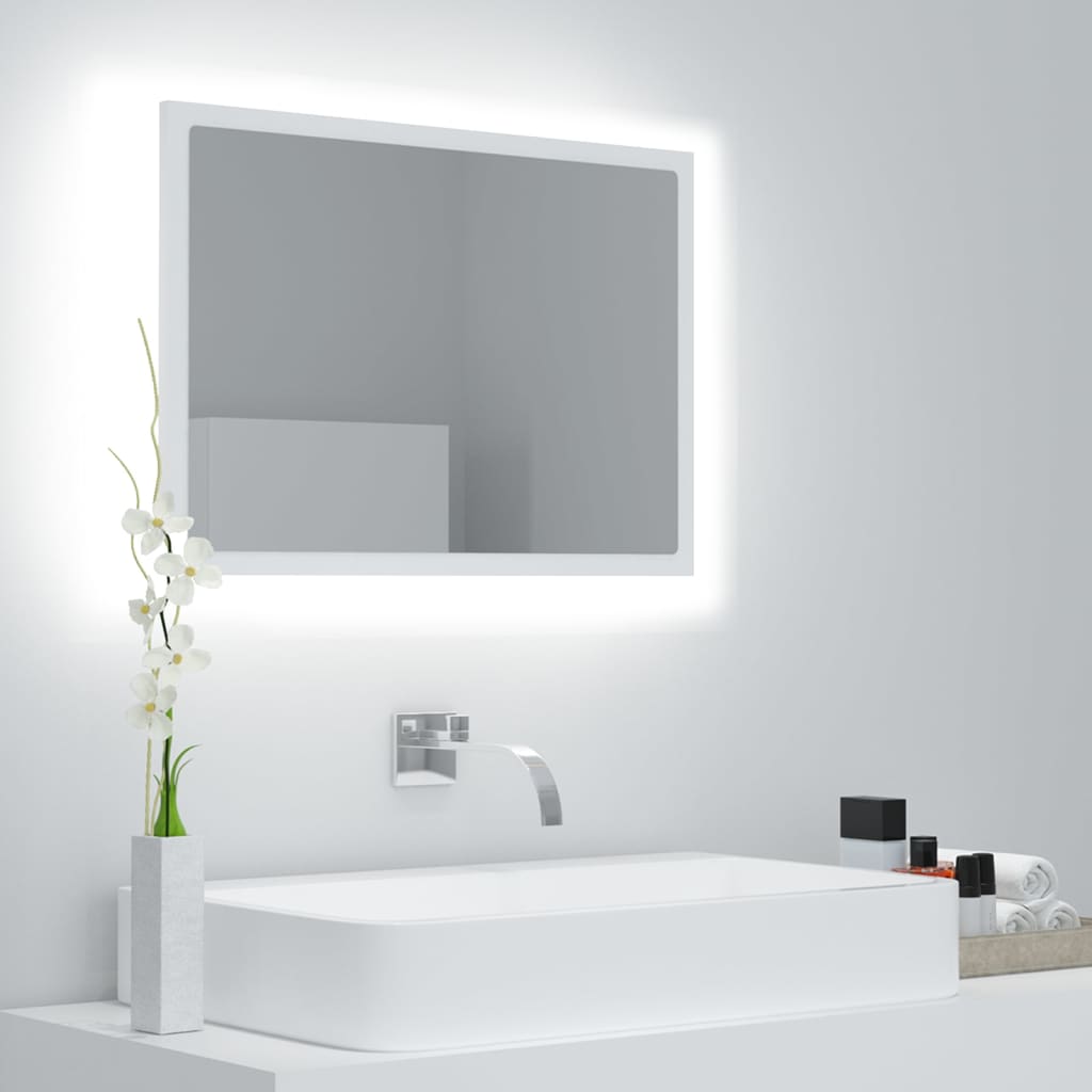 vidaXL Bathroom Mirror LED Wall Mounted Vanity Mirror for Powder Room Acrylic-8