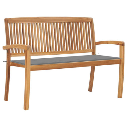 vidaXL Outdoor Patio Bench Stacking Patio Bench with Cushion Solid Wood Teak - Loft&Timber