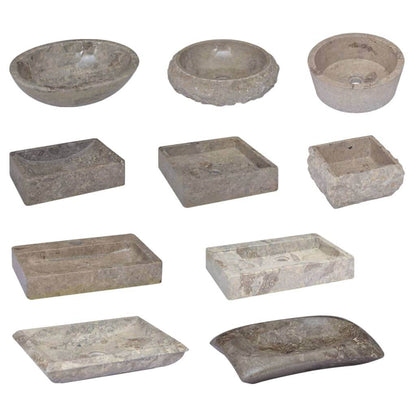 vidaXL Sink Above Counter Vanity Wash Basin Vessel Sink for Bathroom Marble - Loft&Timber