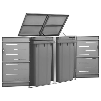 vidaXL Garbage Can Storage Wheelie Bin Trash Can Enclosure Stainless Steel - Loft&Timber