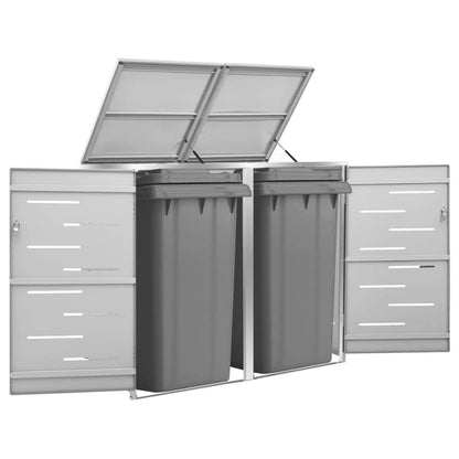 vidaXL Garbage Can Storage Wheelie Bin Trash Can Enclosure Stainless Steel - Loft&Timber
