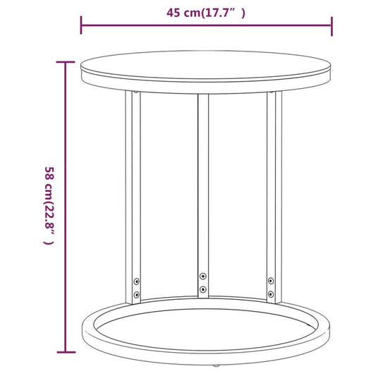 vidaXL Side Table Accent Round Coffee Table Furniture Marble Tempered Glass - Loft&Timber