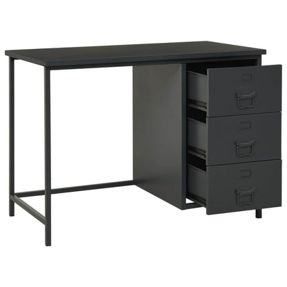 vidaXL Desk Industrial Home Office Study Desk Computer Desk with Drawers Steel - Loft&Timber